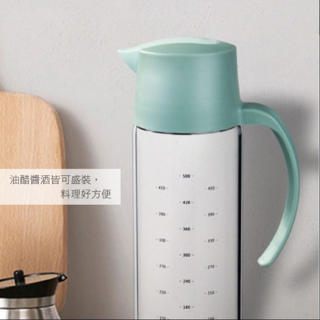 歐風500ml自動開蓋不沾手玻璃油壺/調味瓶/油醋瓶_1入