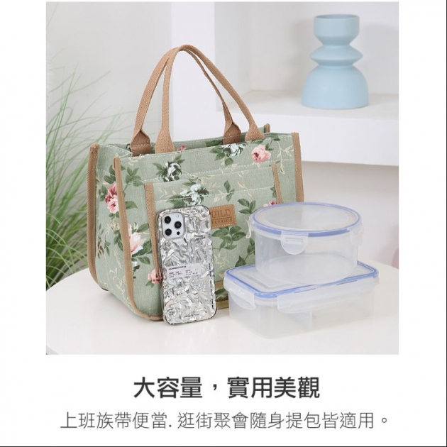 玫瑰歐風手提帆布包.便當袋_1入