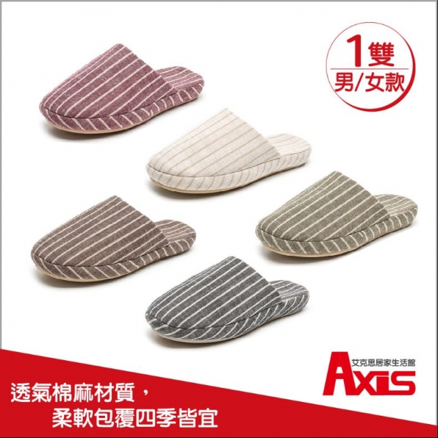 條紋軟底透氣防滑包頭室內拖鞋(男/女款)_1雙
