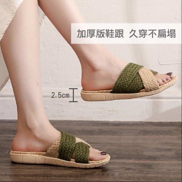 亞麻織帶透氣室內拖鞋(男/女款)_ 1雙